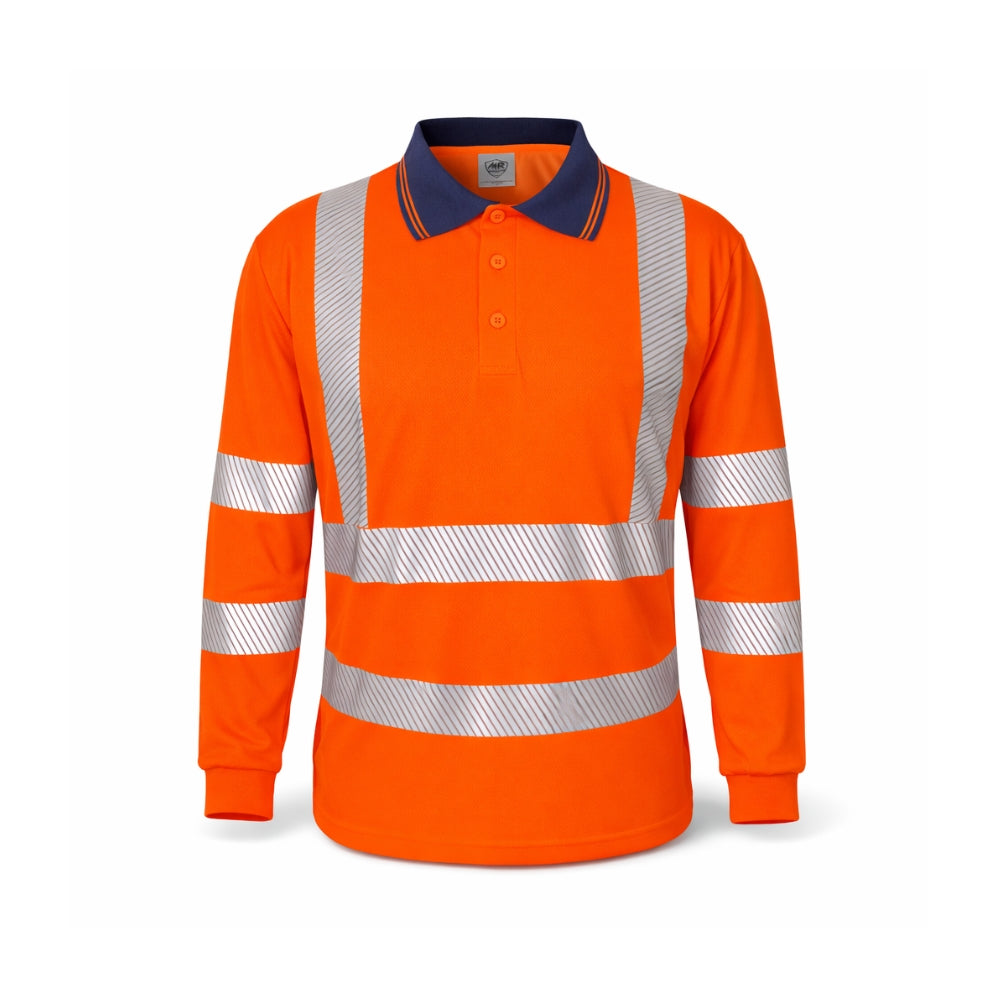 Playera Polo Manga Larga Naranja MR