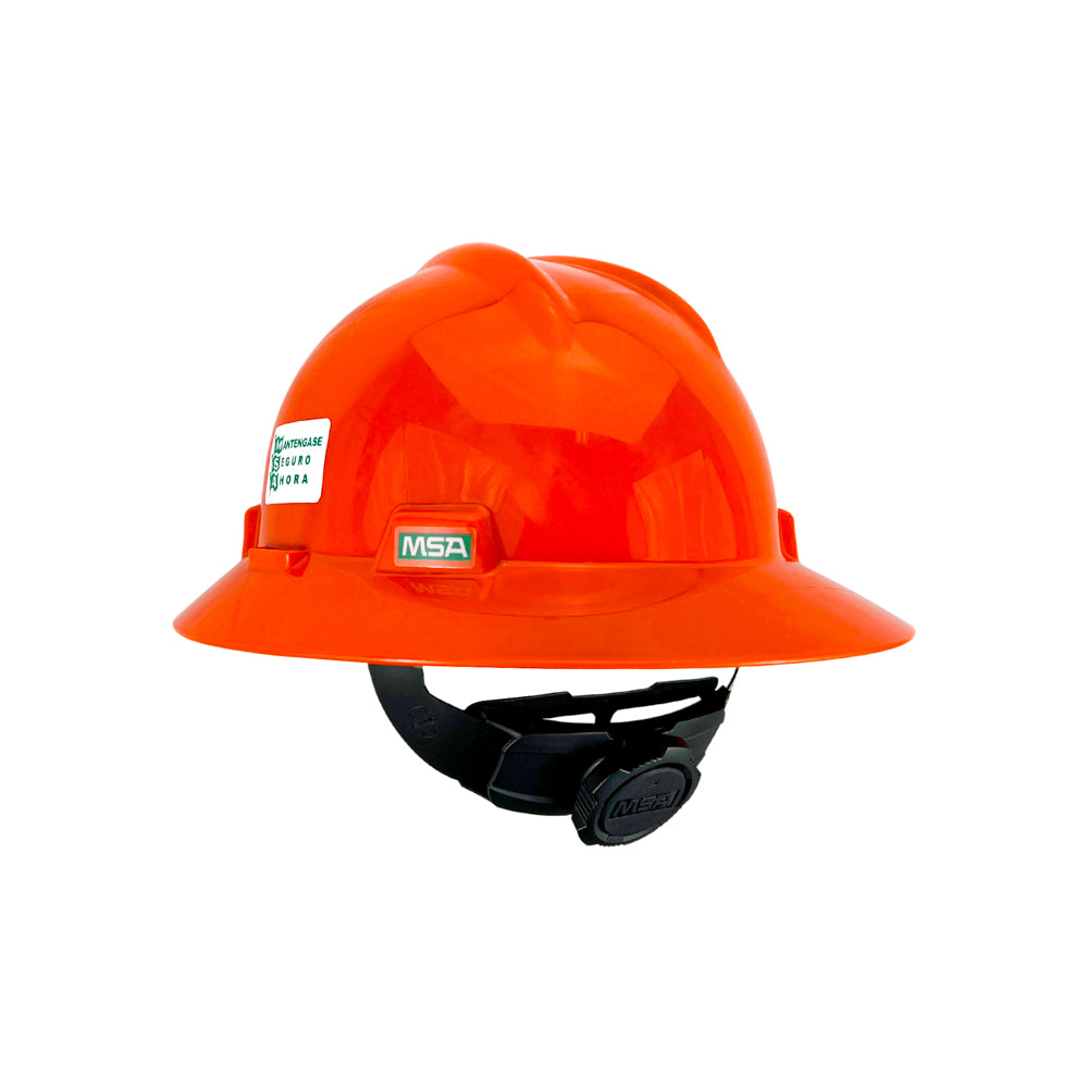 Kit Casco MSA color Naranja + Visera Jyrsa + Barbiquejo Genérico