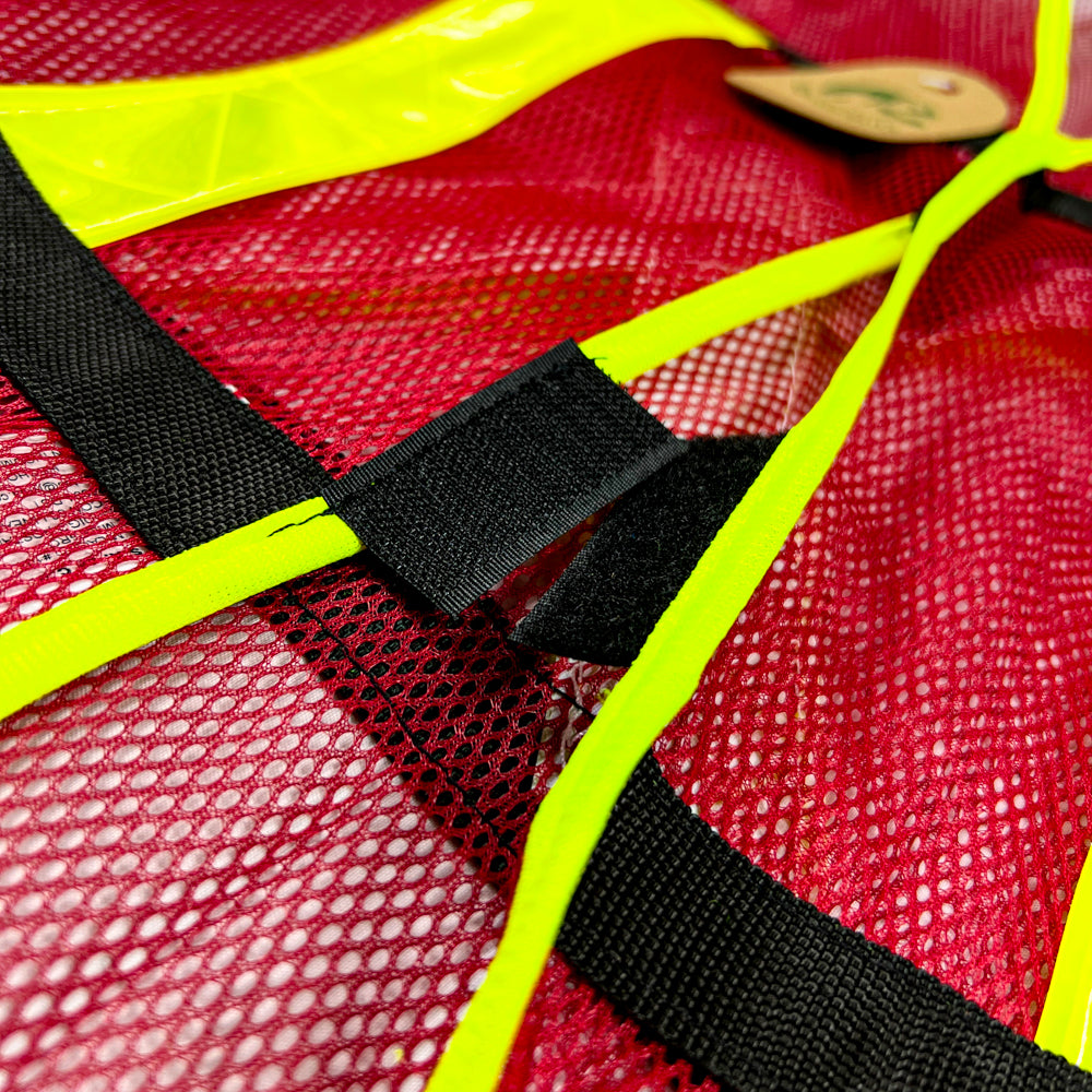 Chaleco de Malla color Rojo con bies de alta visibilidad