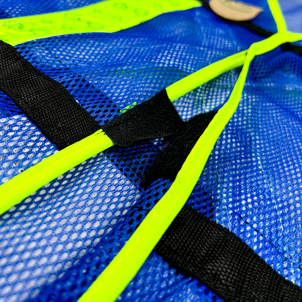 Chaleco de Malla color Azul con bies de alta visibilidad