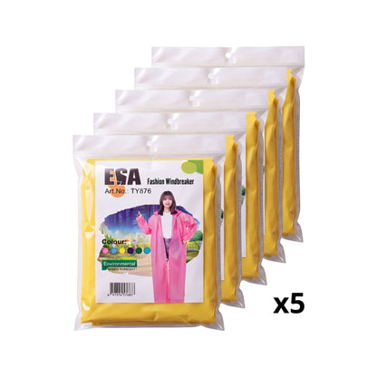 Impermeable Gabardina Chubasquero Amarillo Paq con 5 Pzs