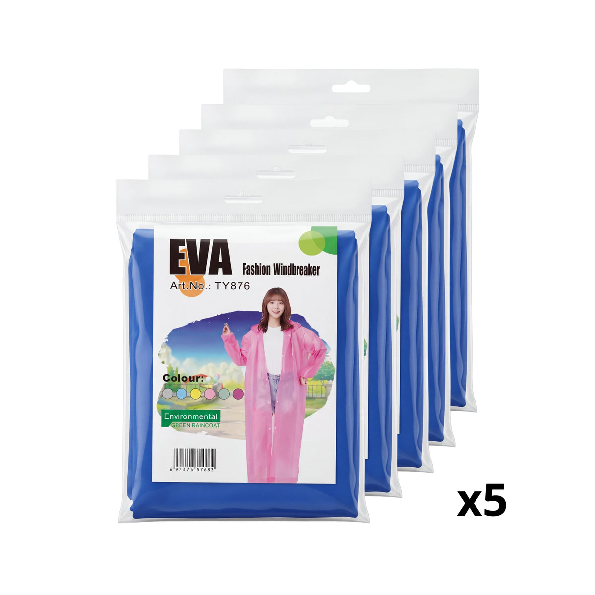 Impermeable Gabardina Chubasquero Azul Paq con 5 pzs