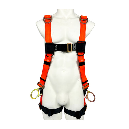 Arnés Poliéster color Naranja para cuerpo completo con 5 argollas tipo “D”