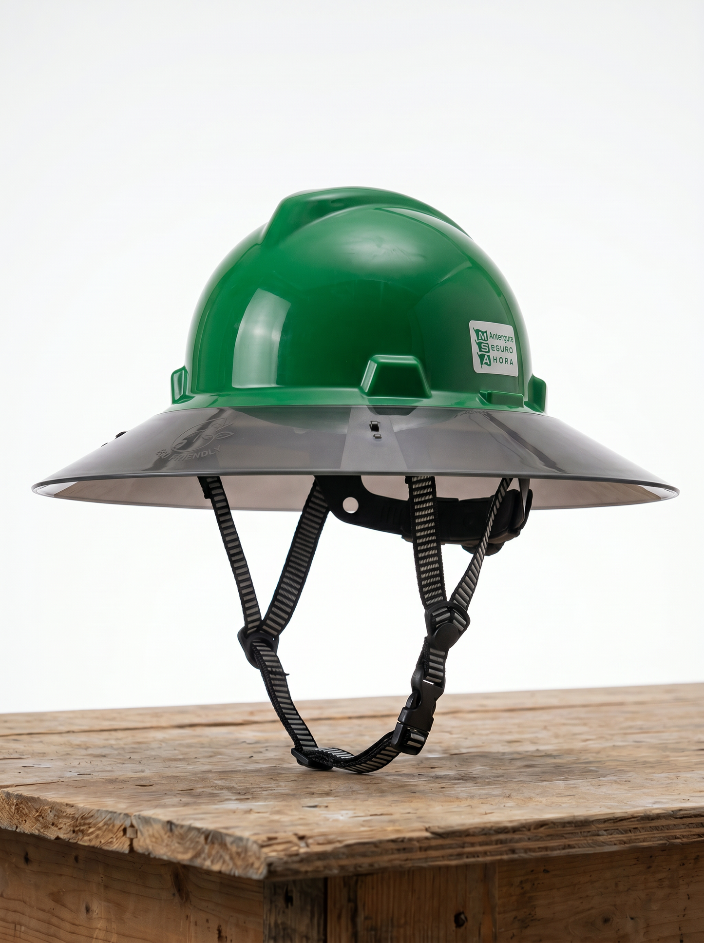Kit Casco MSA color Verde + Visera Jyrsa + Barbiquejo Genérico