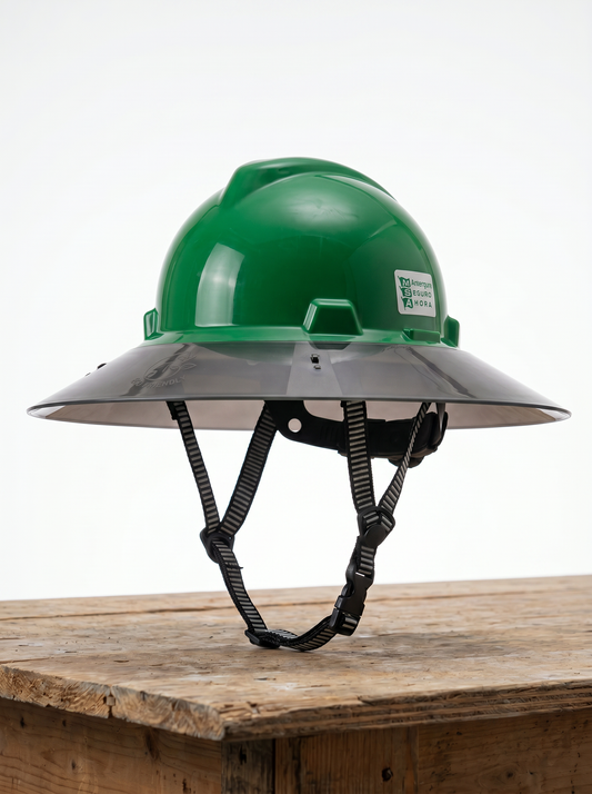 Kit Casco MSA color Verde + Visera Jyrsa + Barbiquejo Genérico