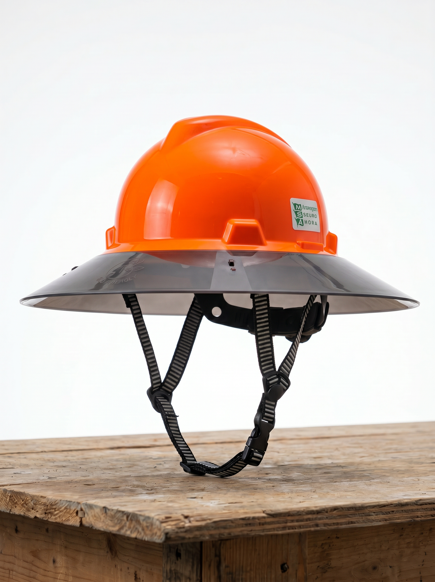 Kit Casco MSA color Naranja + Visera Jyrsa + Barbiquejo Genérico