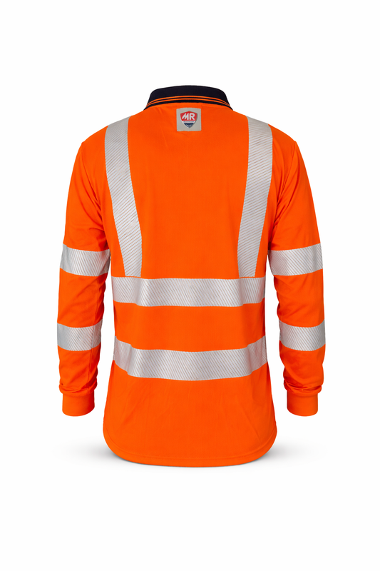 Playera Polo Manga Larga Naranja MR