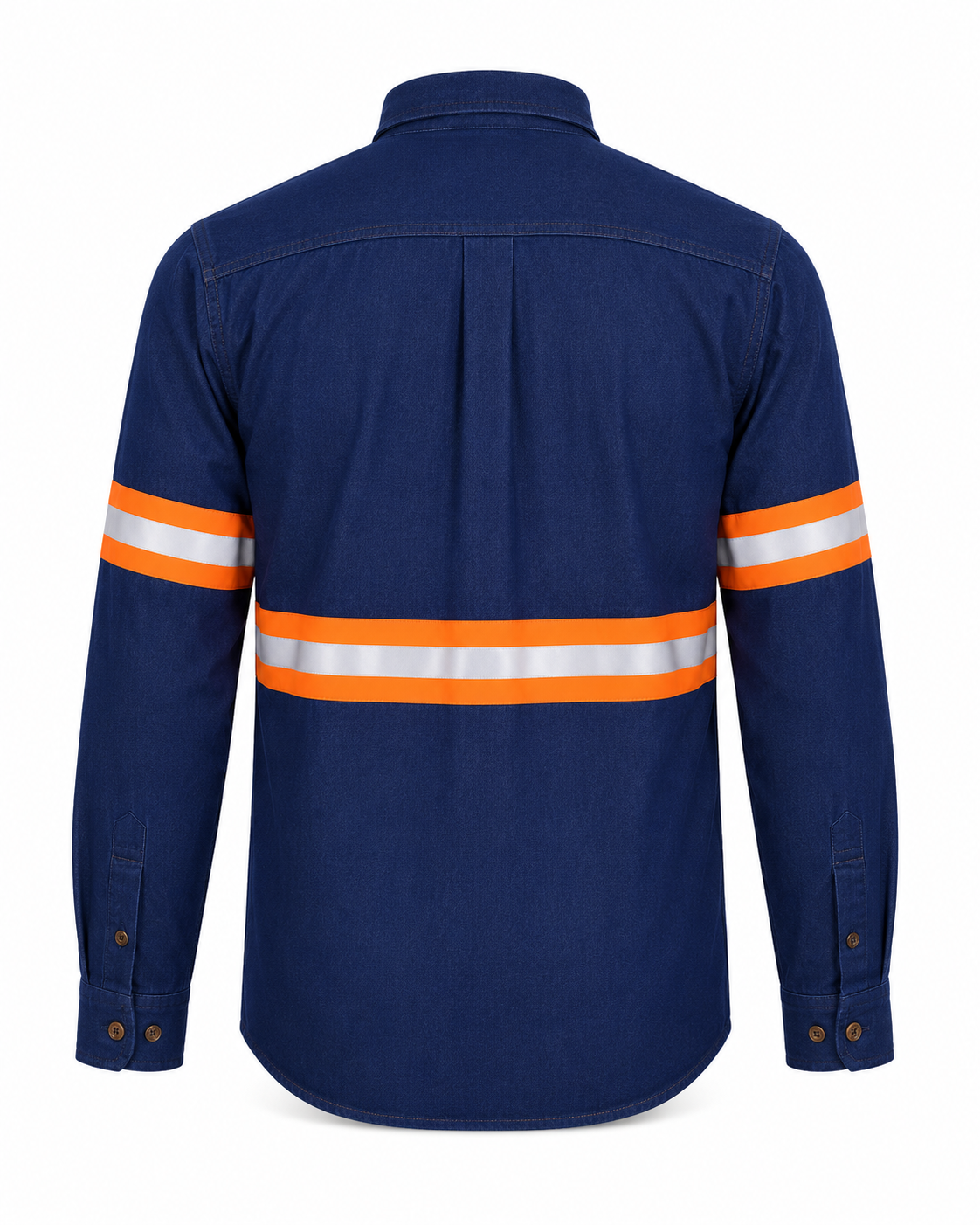 Camisola de Mezclilla 8 oz con Reflejante Naranja Alta Visibilidad