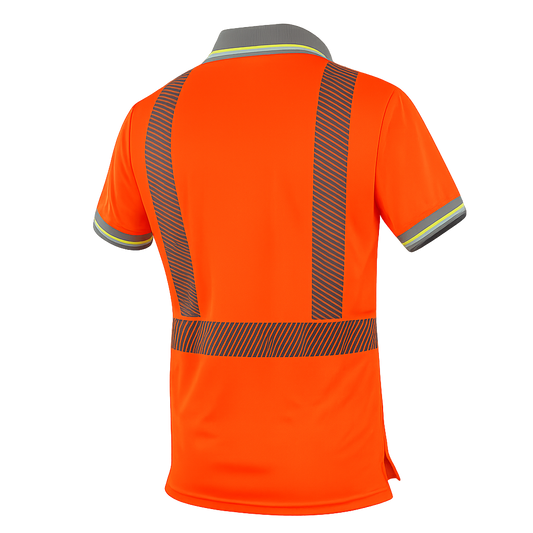 Camisa de cuello Tipo Polo de Alta Visibilidad Anaranjada