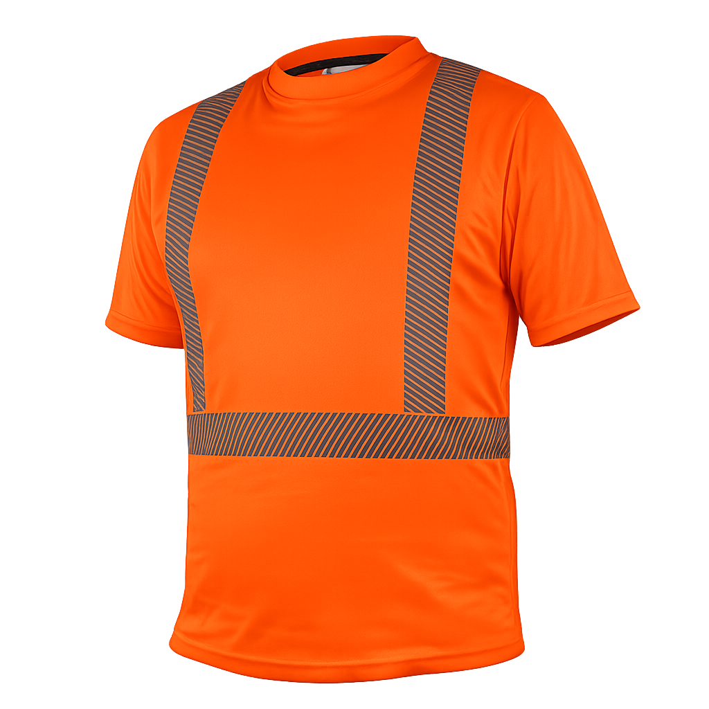 Camisa de cuello redondo de Alta Visibilidad Anaranjada
