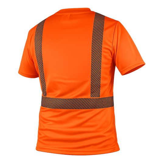 Camisa de cuello redondo de Alta Visibilidad Anaranjada