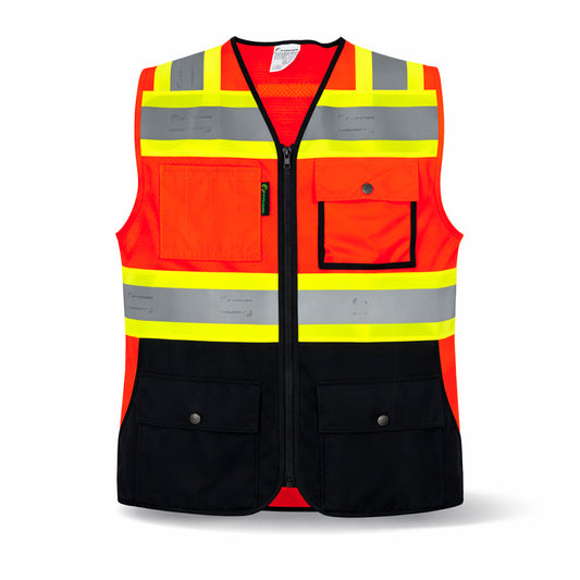 Chaleco JYRSA Tipo Jersey Modelo Spartan 1340 con Reflejante Color Anaranjado de Alta Visibilidad