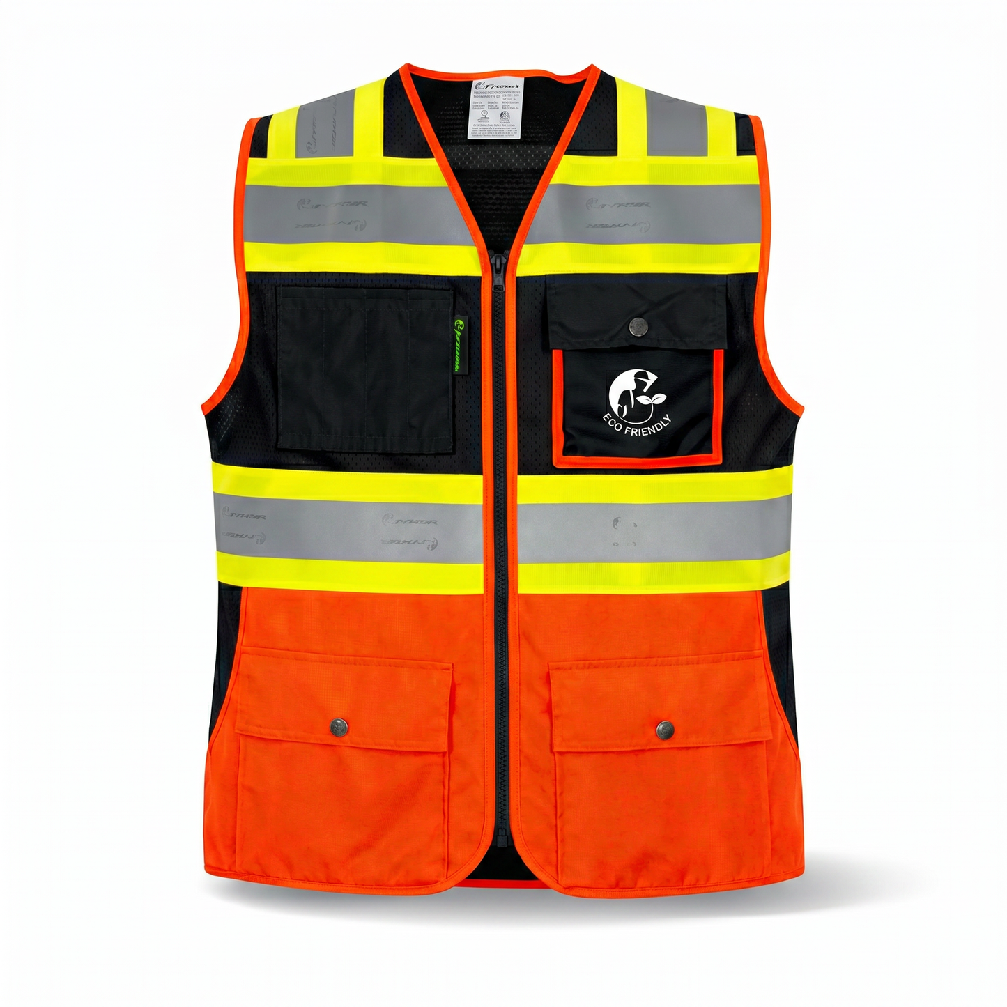 Chaleco de Seguridad Tipo Jersey Alta Visibilidad Naranja/Negro