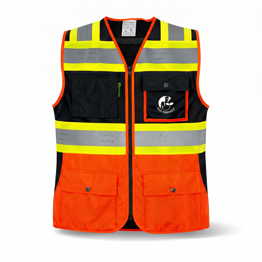 Chaleco de Seguridad Tipo Jersey Alta Visibilidad Naranja/Negro