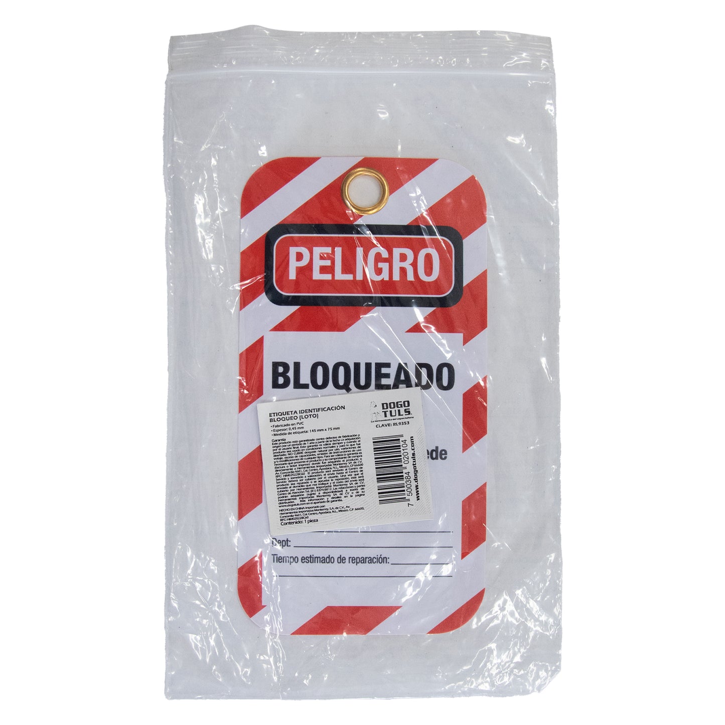 ETIQUETA IDENTIFICACION BLOQUEO (LOTO) - RL9353
