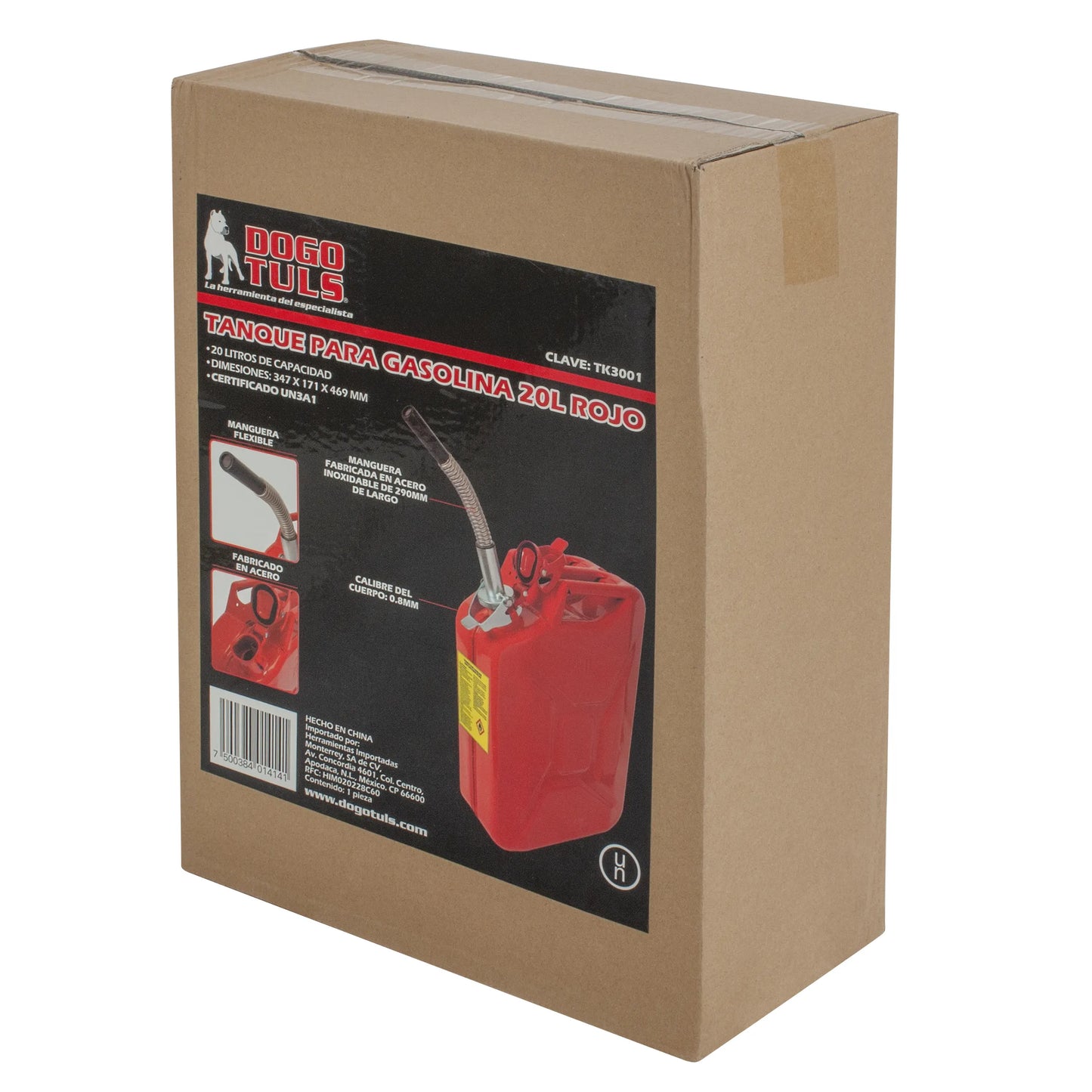 TANQUE DOGOTULS ROJO GASOLINA 20L D1 - TK3001
