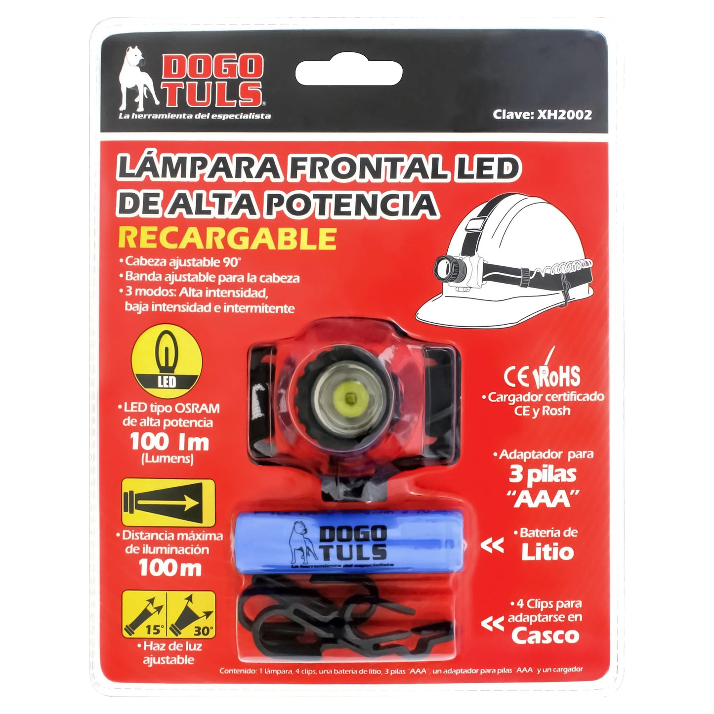 LAMPARA FRONTAL LED 3W RECARGABLE 150 LM - XH2002