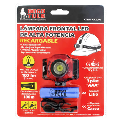 LAMPARA FRONTAL LED 3W RECARGABLE 150 LM - XH2002